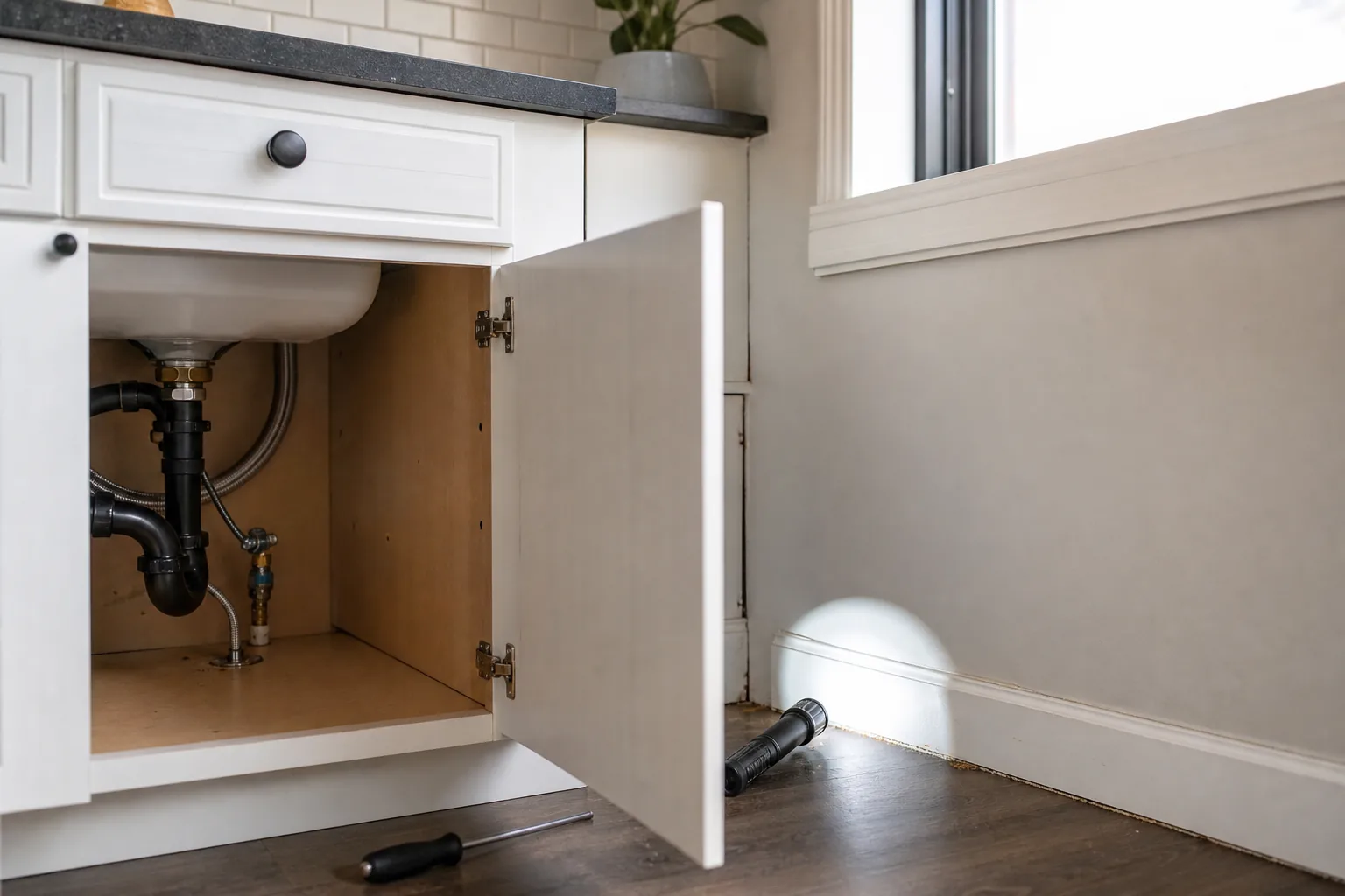 Clean indoor kitchen space